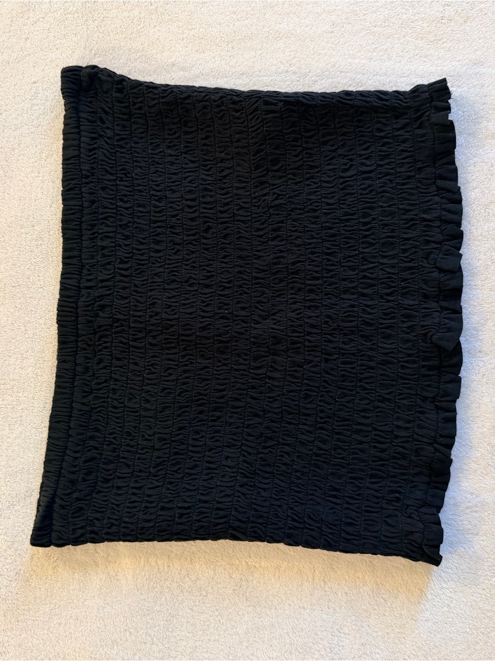 NWT J.Crew Black Smocked Textured Ruffle Hem Tank Top Size M